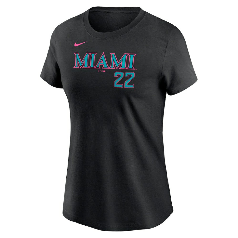 Sandy Alcantara Miami Marlins Nike Women's 2025 City Connect Fuse Name & Number T-Shirt - Black - Nike Lifestyle