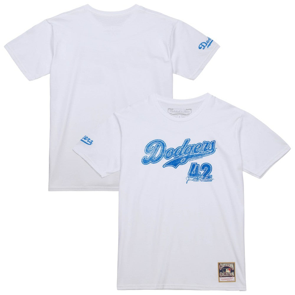 Jackie Robinson Los Angeles Dodgers Mitchell & Ness Cooperstown Collection Player T-Shirt - White - Mitchell & Ness Online