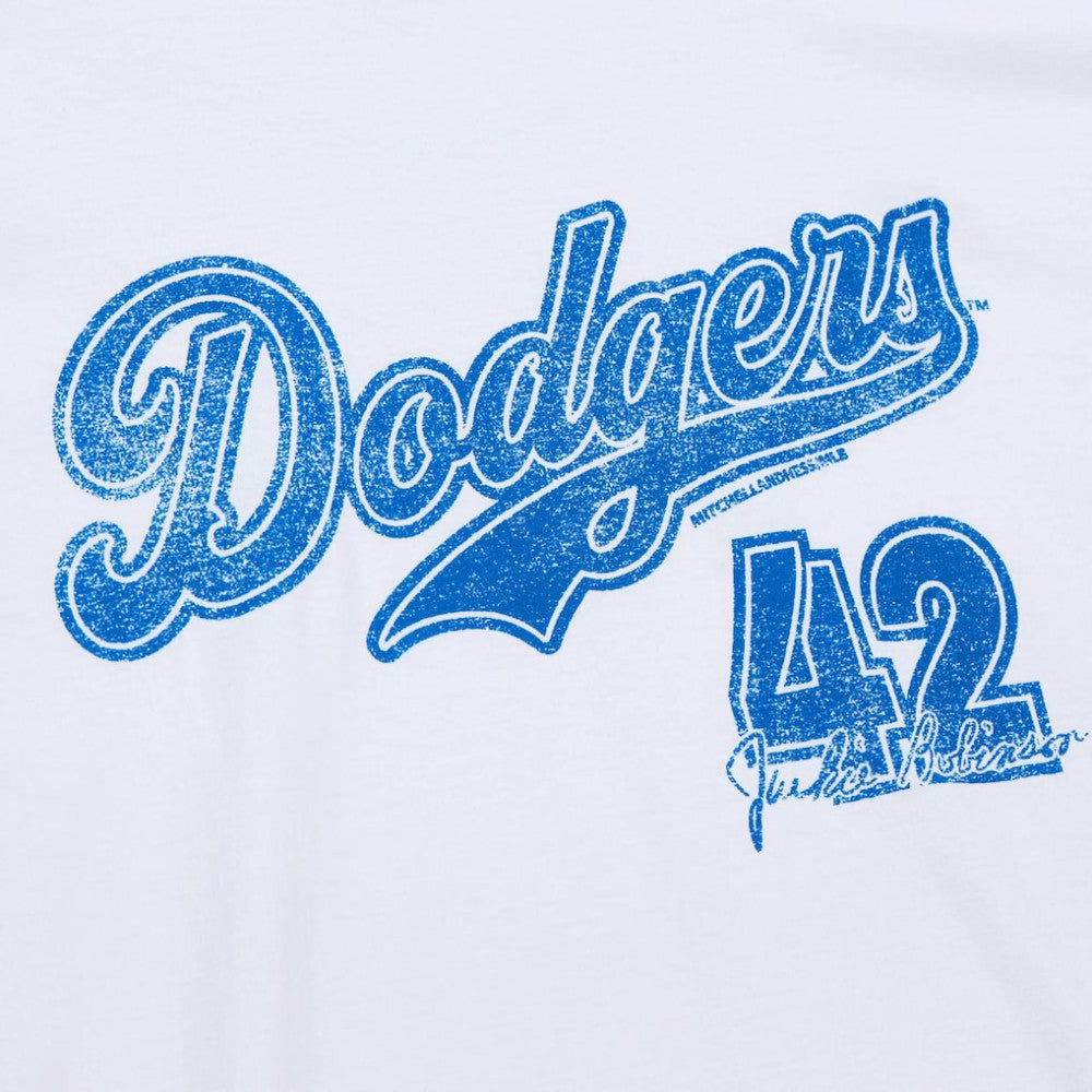 Jackie Robinson Los Angeles Dodgers Mitchell & Ness Cooperstown Collection Player T-Shirt - White - Mitchell & Ness Online