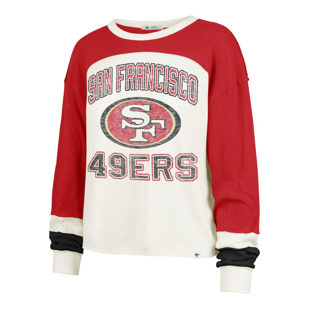 47 brand San Francisco 49ers '47 Women's Plus Size Double Header Curve Toni Long Sleeve T-Shirt Cream/Scarlet