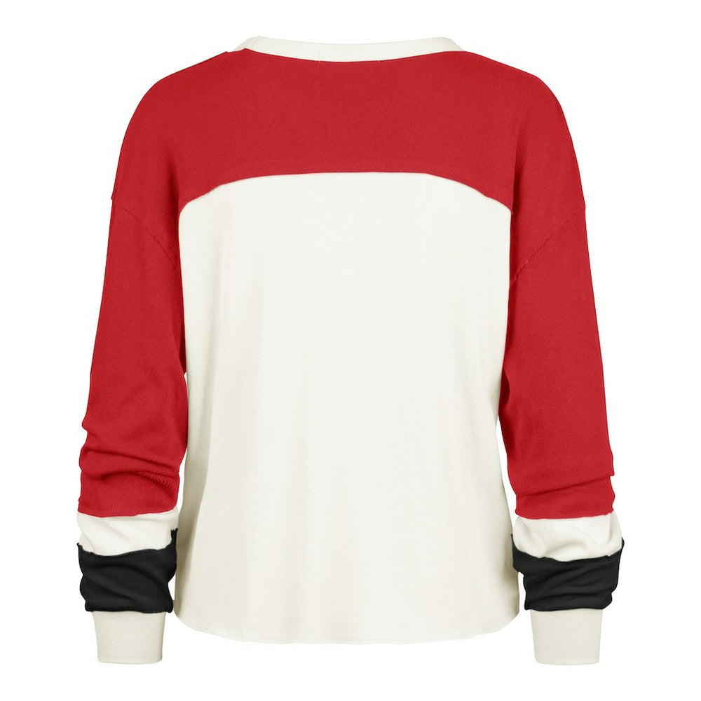 47 brand San Francisco 49ers '47 Women's Plus Size Double Header Curve Toni Long Sleeve T-Shirt Cream/Scarlet