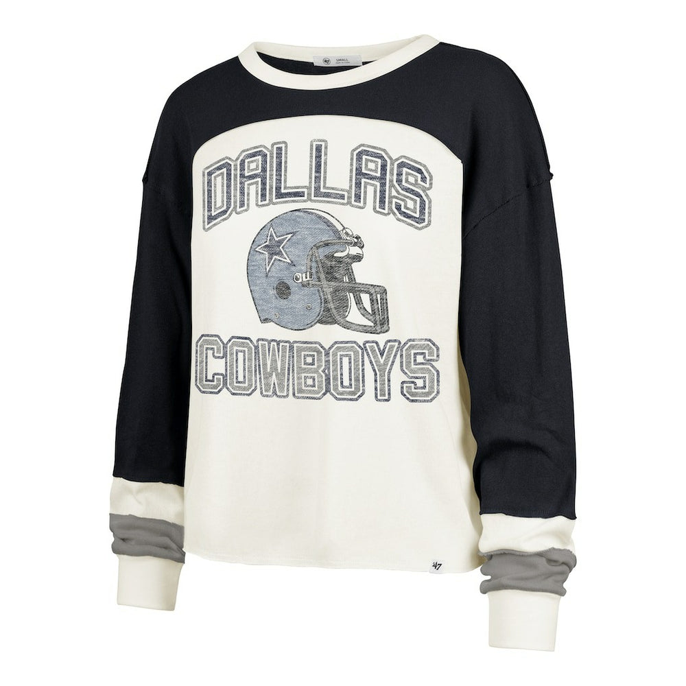 47 brand Dallas Cowboys '47 Women's Plus Size Double Header Curve Toni Long Sleeve T-Shirt Cream/Navy
