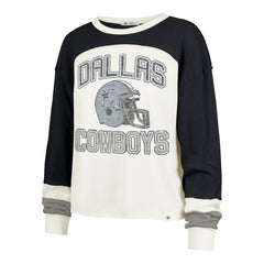 47 brand Dallas Cowboys '47 Women's Plus Size Double Header Curve Toni Long Sleeve T-Shirt Cream/Navy