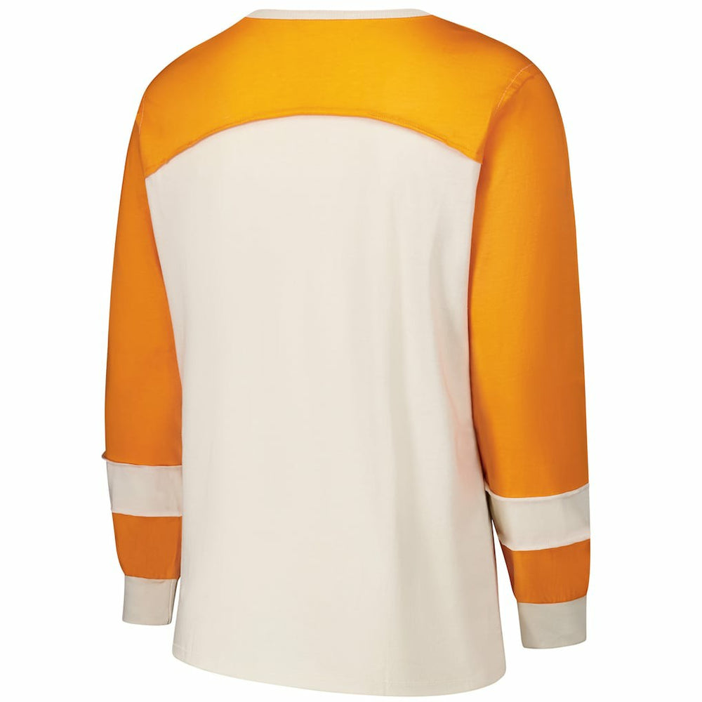 47 brand Miami Dolphins '47 Women's Plus Size Double Header Curve Toni Long Sleeve T-Shirt Cream/Orange