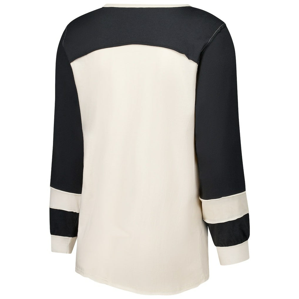 47 brand New Orleans Saints '47 Women's Plus Size Double Header Curve Toni Long Sleeve T-Shirt Cream/Black