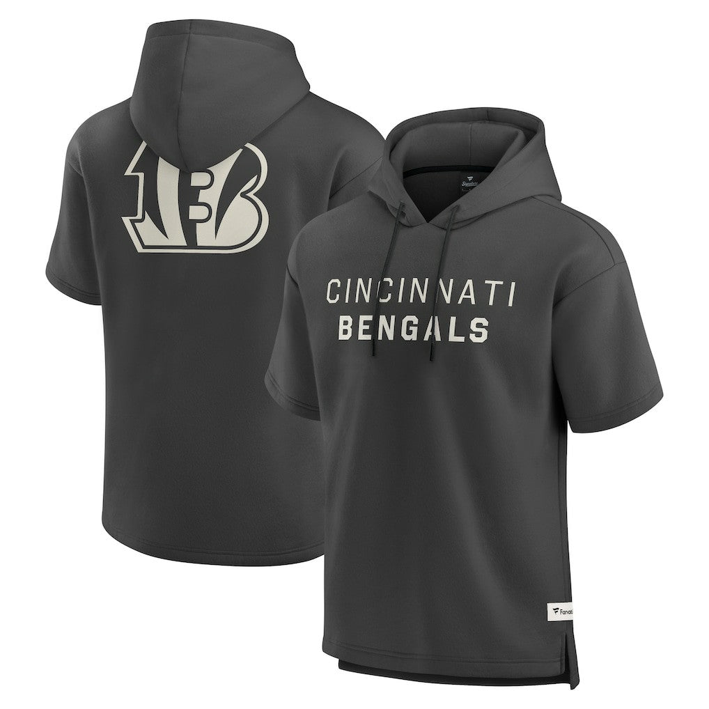 Fanatics Cincinnati Bengals Elements Future Ground Lettering Short Sleeve Pullover Hoodie Charcoal