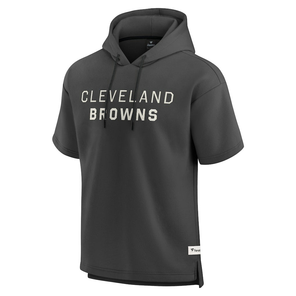 Fanatics Cleveland Browns Elements Future Ground Lettering Short Sleeve Pullover Hoodie Charcoal