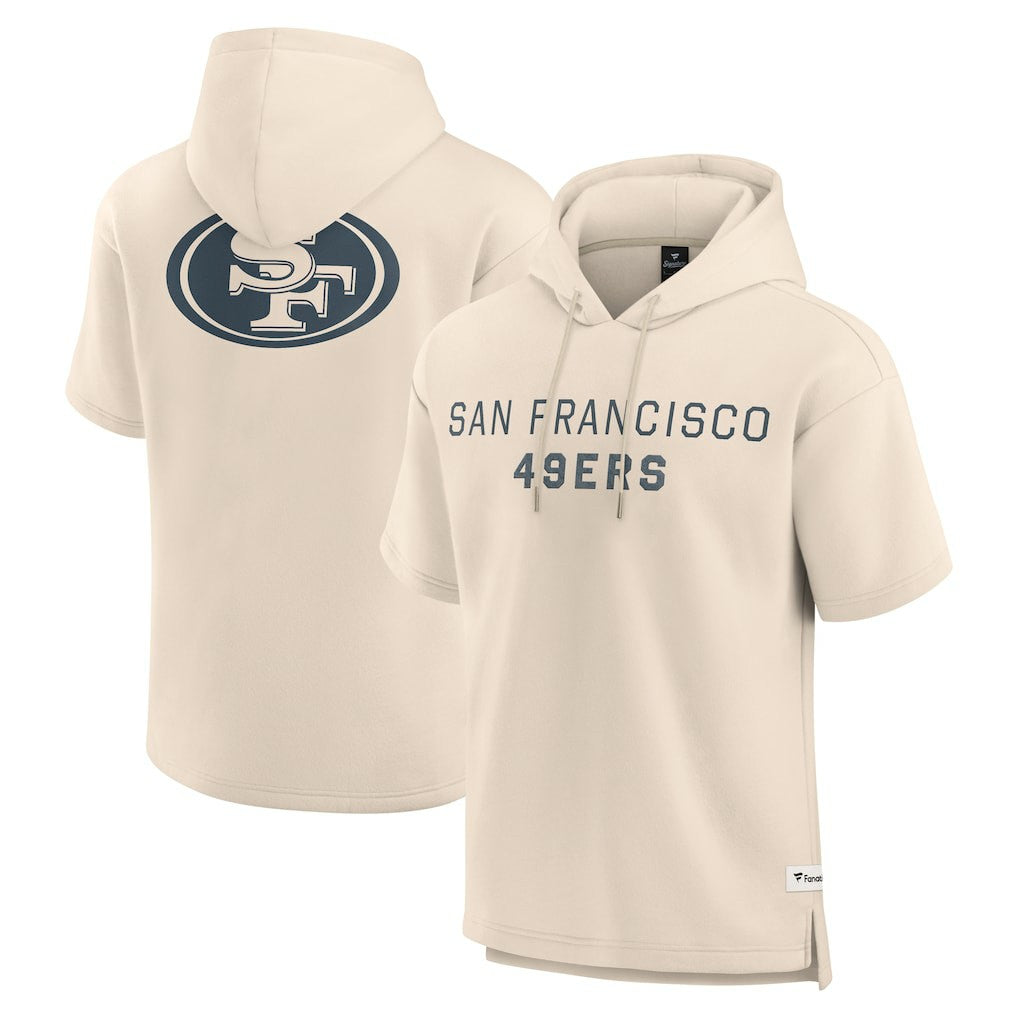 Fanatics San Francisco 49ers Elements Future Ground Lettering Short Sleeve Pullover Hoodie Cream