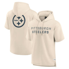 Fanatics Pittsburgh Steelers Elements Future Ground Lettering Short Sleeve Pullover Hoodie Cream
