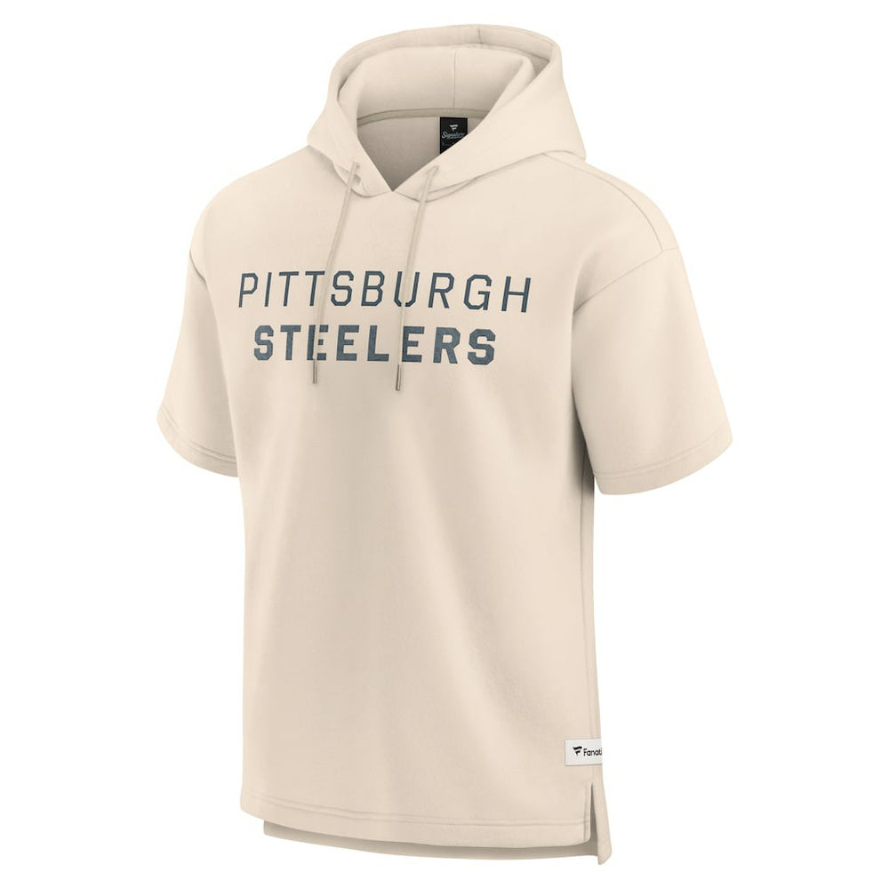 Fanatics Pittsburgh Steelers Elements Future Ground Lettering Short Sleeve Pullover Hoodie Cream