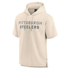 Fanatics Pittsburgh Steelers Elements Future Ground Lettering Short Sleeve Pullover Hoodie Cream