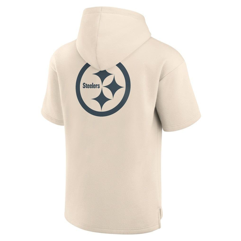 Fanatics Pittsburgh Steelers Elements Future Ground Lettering Short Sleeve Pullover Hoodie Cream