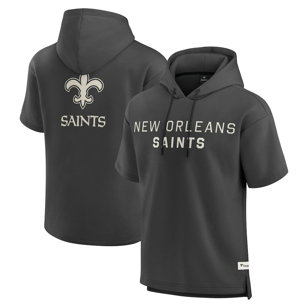 Fanatics New Orleans Saints Elements Future Ground Lettering Short Sleeve Pullover Hoodie Charcoal