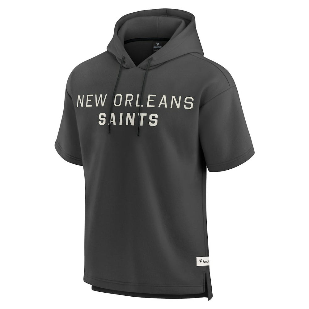 Fanatics New Orleans Saints Elements Future Ground Lettering Short Sleeve Pullover Hoodie Charcoal