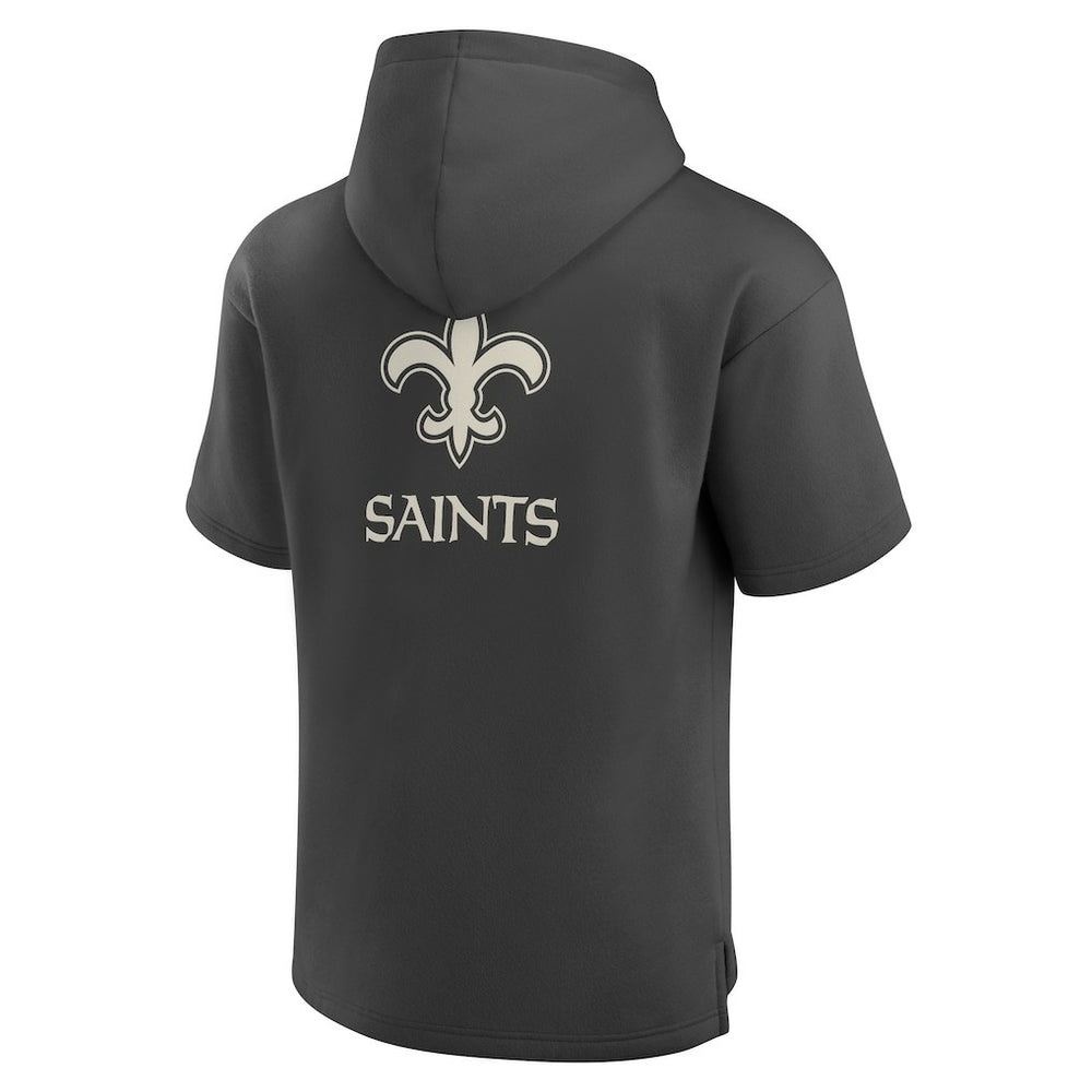 Fanatics New Orleans Saints Elements Future Ground Lettering Short Sleeve Pullover Hoodie Charcoal