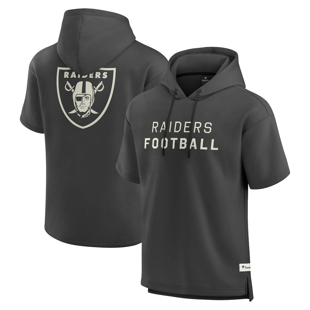 Fanatics Las Vegas Raiders Elements Future Ground Lettering Short Sleeve Pullover Hoodie Charcoal