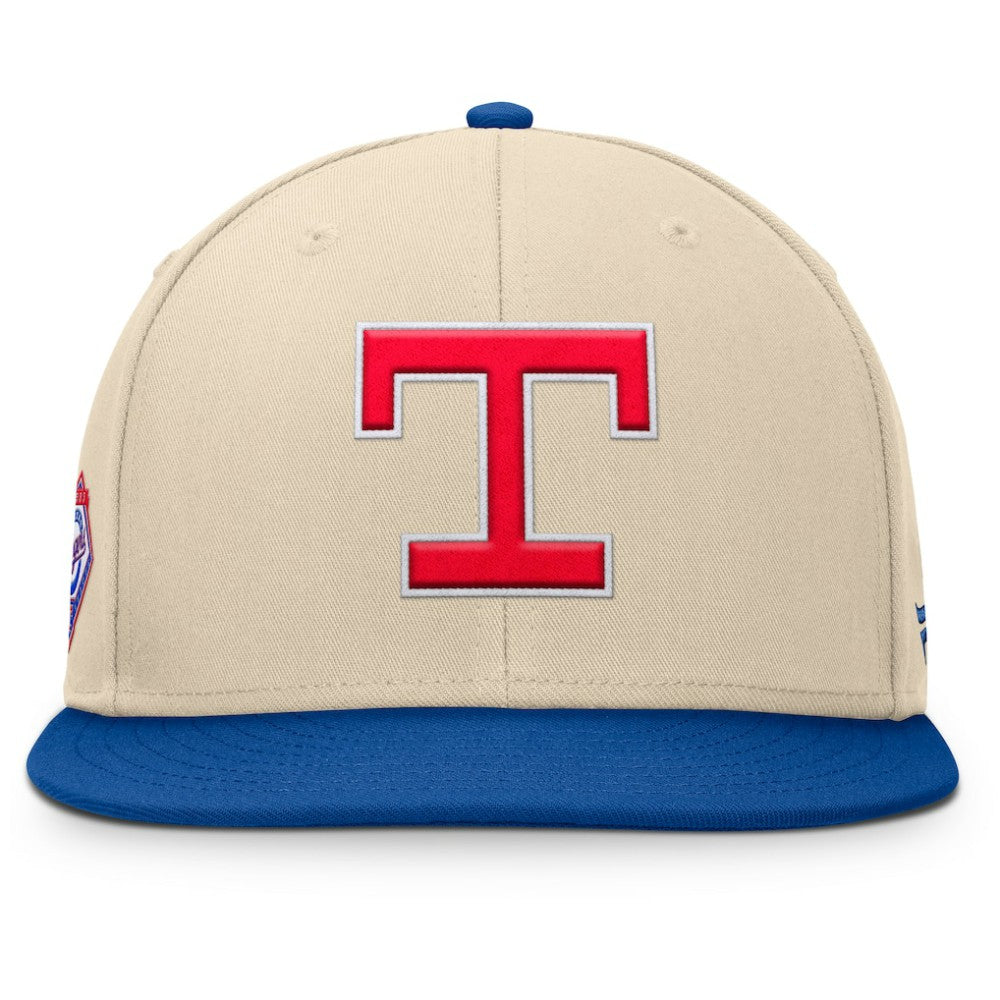 Texas Rangers Fanatics Cooperstown Collection Bounder Snapback Hat - Natural/Royal - Fanatics Sale