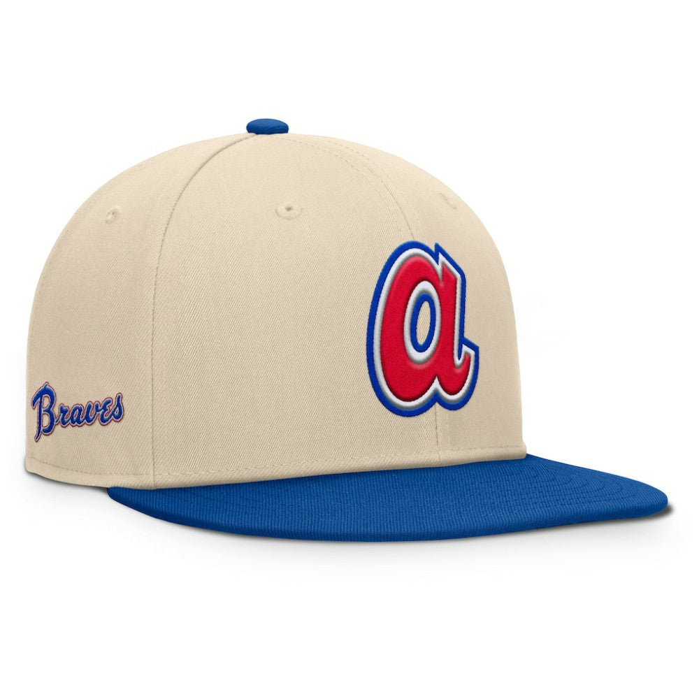 Atlanta Braves Fanatics Cooperstown Collection Bounder Snapback Hat - Natural/Royal - Fanatics Online