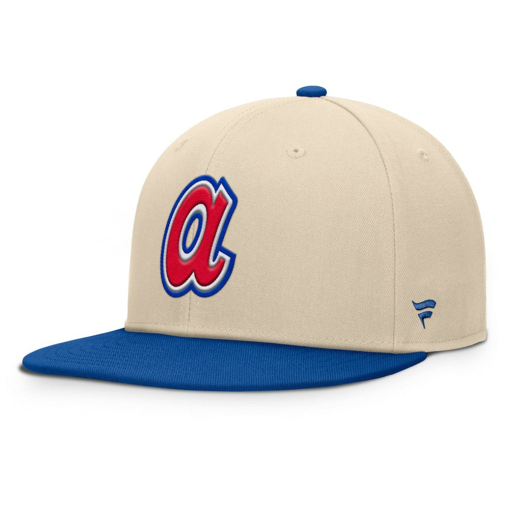 Atlanta Braves Fanatics Cooperstown Collection Bounder Snapback Hat - Natural/Royal - Fanatics Online