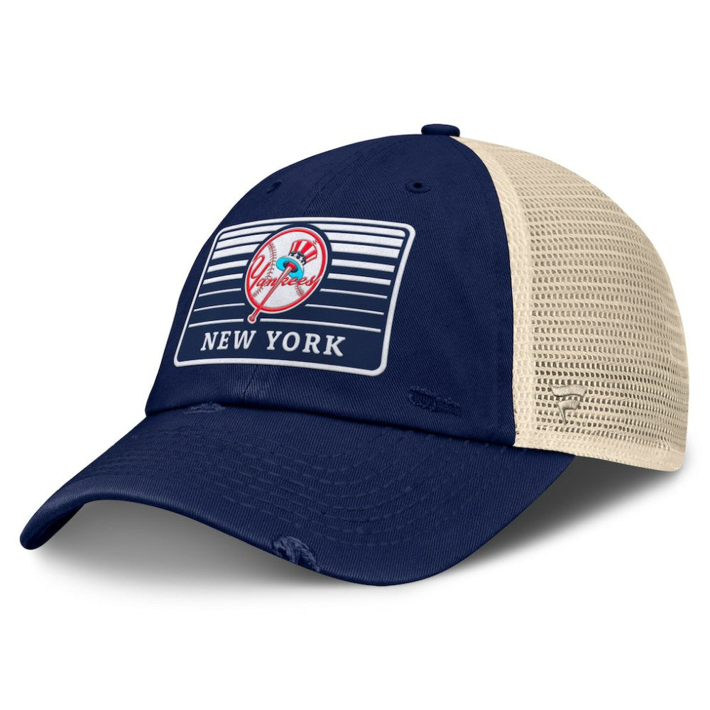 New York Yankees Fanatics Cooperstown Collection Eastbound Mesh Adjustable Hat - Navy/Natural - Fanatics Lifestyle