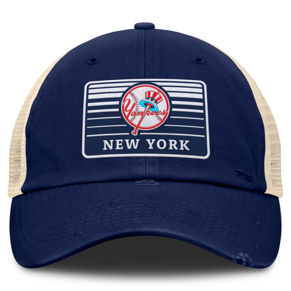 New York Yankees Fanatics Cooperstown Collection Eastbound Mesh Adjustable Hat - Navy/Natural - Fanatics Lifestyle