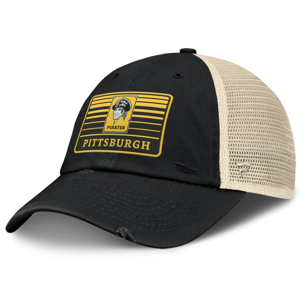Pittsburgh Pirates Fanatics Cooperstown Collection Eastbound Mesh Adjustable Hat - Black/Natural - Fanatics Sale