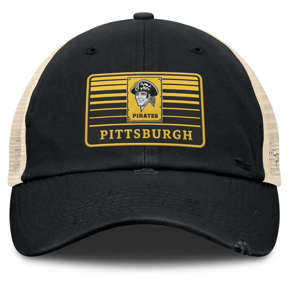 Pittsburgh Pirates Fanatics Cooperstown Collection Eastbound Mesh Adjustable Hat - Black/Natural - Fanatics Sale