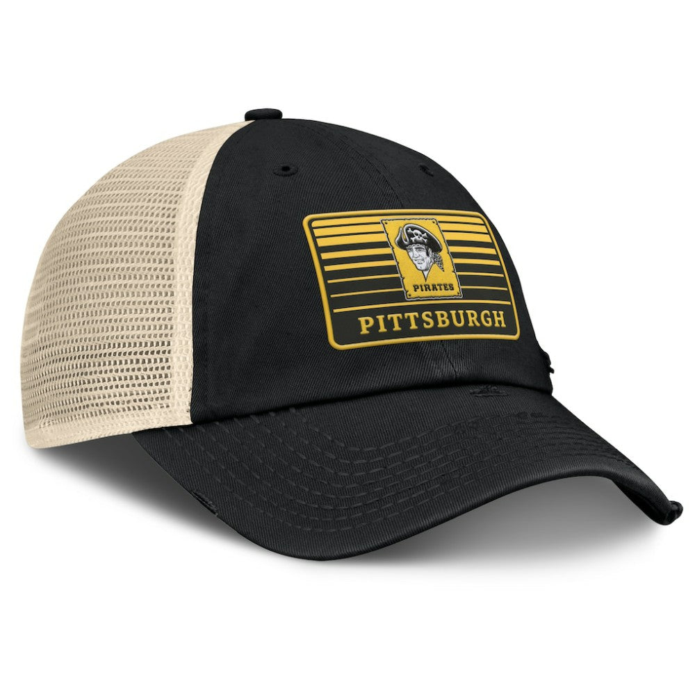 Pittsburgh Pirates Fanatics Cooperstown Collection Eastbound Mesh Adjustable Hat - Black/Natural - Fanatics Sale