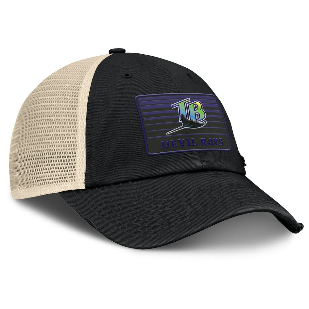 Tampa Bay Rays Fanatics Cooperstown Collection Eastbound Mesh Adjustable Hat - Black/Natural - Fanatics Sale