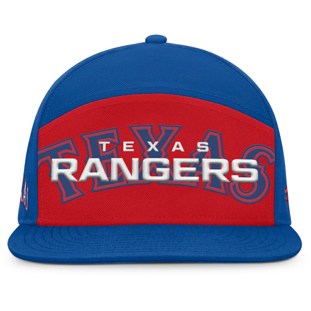 Texas Rangers Fanatics Clubhouse Splitter Snapback Hat - Royal/Red - Fanatics on Sale