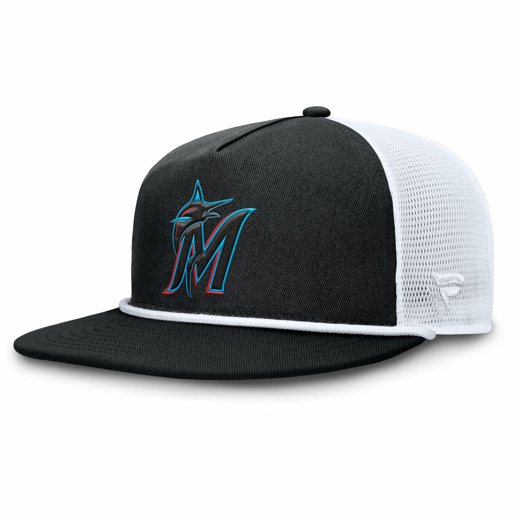 Miami Marlins Fanatics Clubhouse Change Up Snapback Hat - Black/White - Fanatics on Sale
