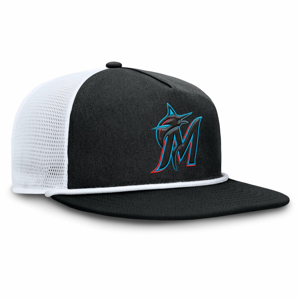 Miami Marlins Fanatics Clubhouse Change Up Snapback Hat - Black/White - Fanatics on Sale