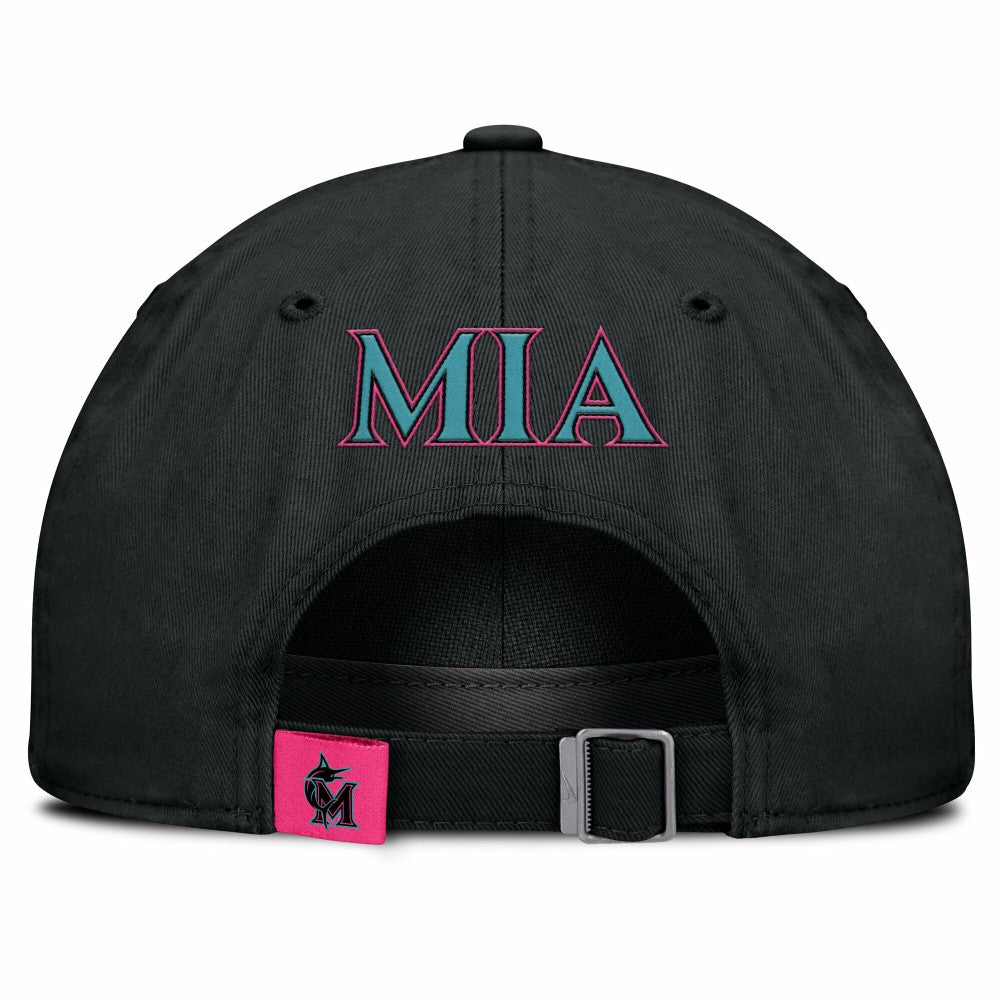Miami Marlins Nike Unisex 2025 City Connect Club Adjustable Hat - Black - Nike Sale