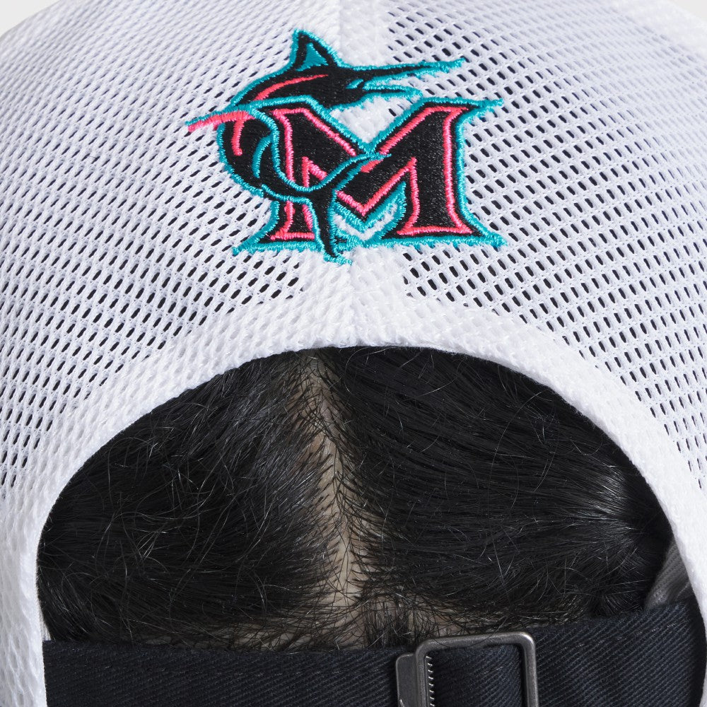 Miami Marlins Nike Unisex 2025 City Connect Trucker Adjustable Hat - Black/White - Nike Discount