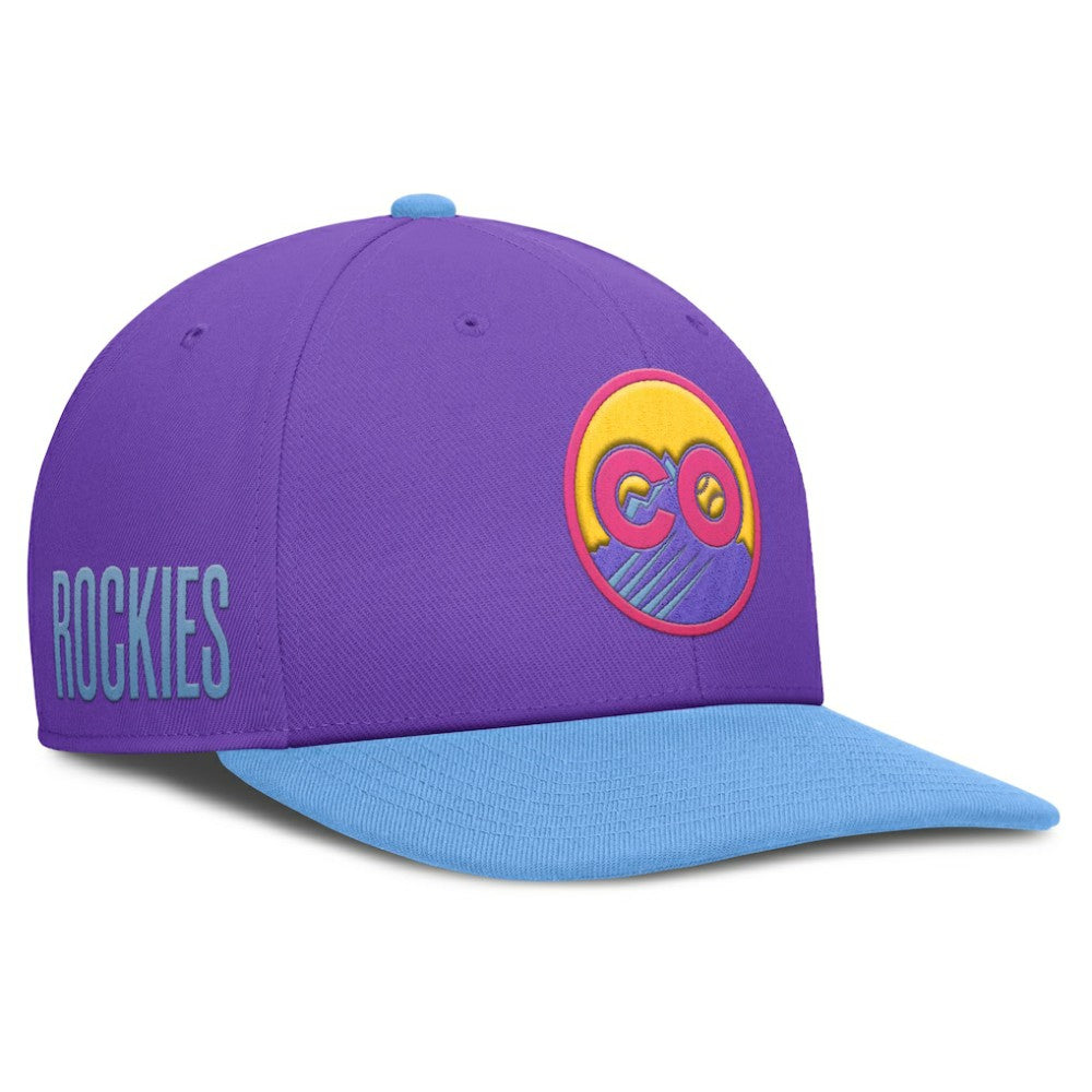 Colorado Rockies Nike 2025 City Connect Pro Performance Snapback Hat - Purple/Light Blue - Nike on Sale
