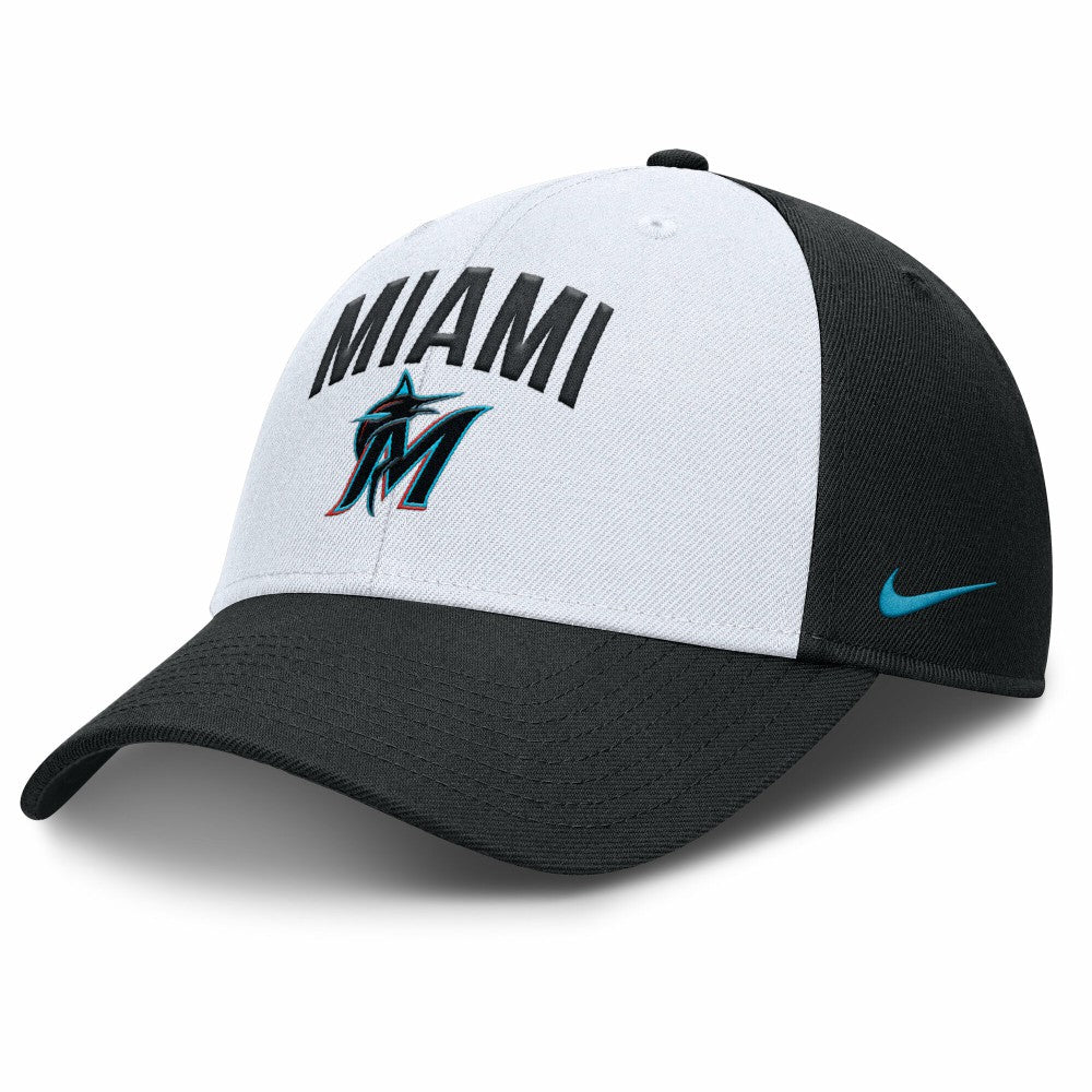 Miami Marlins Nike Club Performance Adjustable Hat - White/Black - Nike on Sale