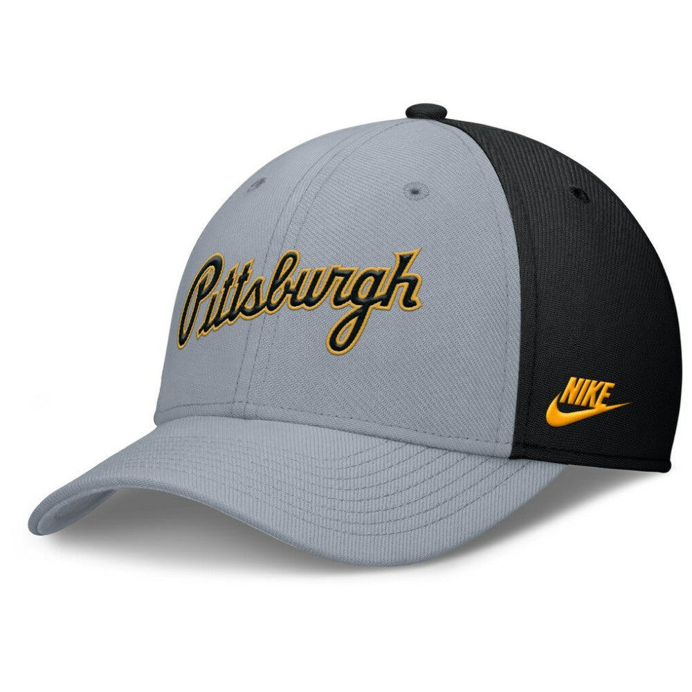 Pittsburgh Pirates Nike Rise Swoosh Performance Flex Hat - Gray/Black - Nike Discount