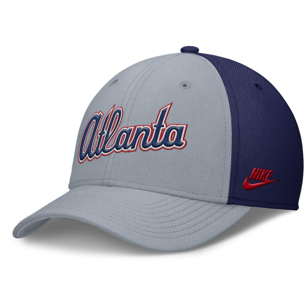 Atlanta Braves Nike Rise Swoosh Performance Flex Hat - Gray/Navy - Nike Sale
