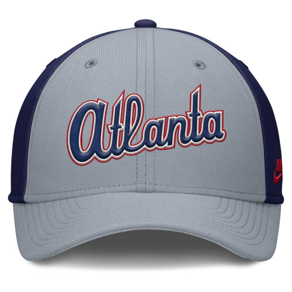 Atlanta Braves Nike Rise Swoosh Performance Flex Hat - Gray/Navy - Nike Sale