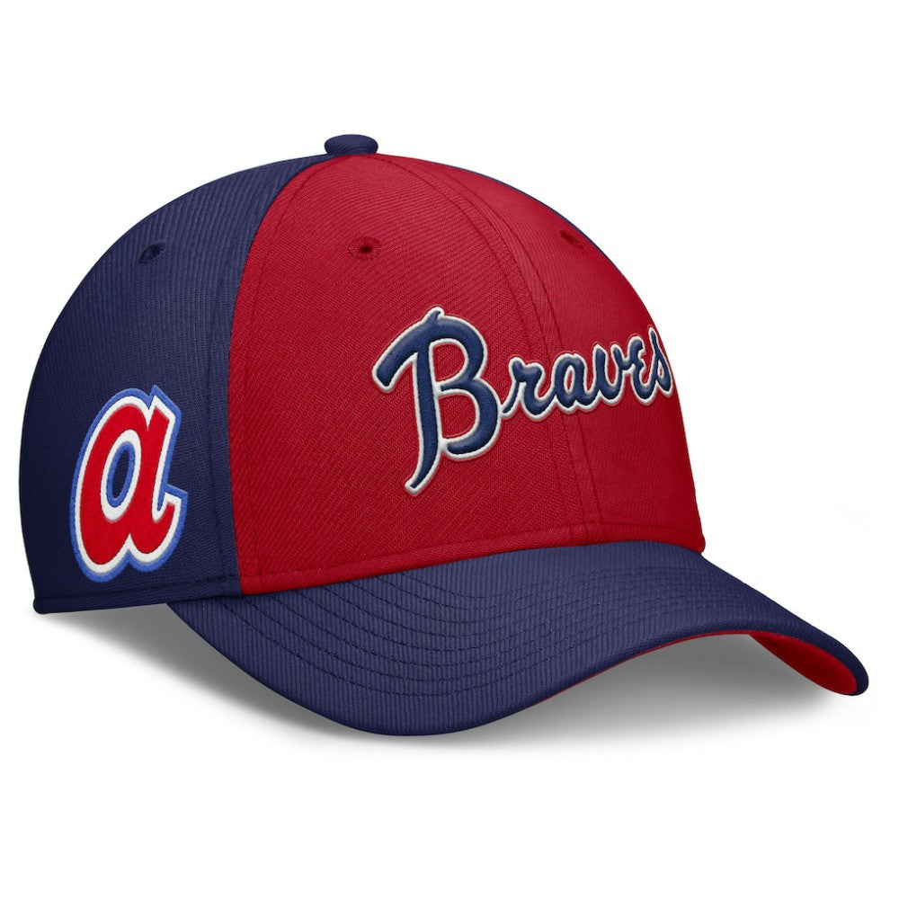 Atlanta Braves Nike Rise Swoosh Performance Flex Hat - Navy/Red - Nike on Sale