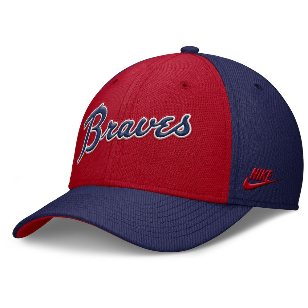 Atlanta Braves Nike Rise Swoosh Performance Flex Hat - Navy/Red - Nike on Sale