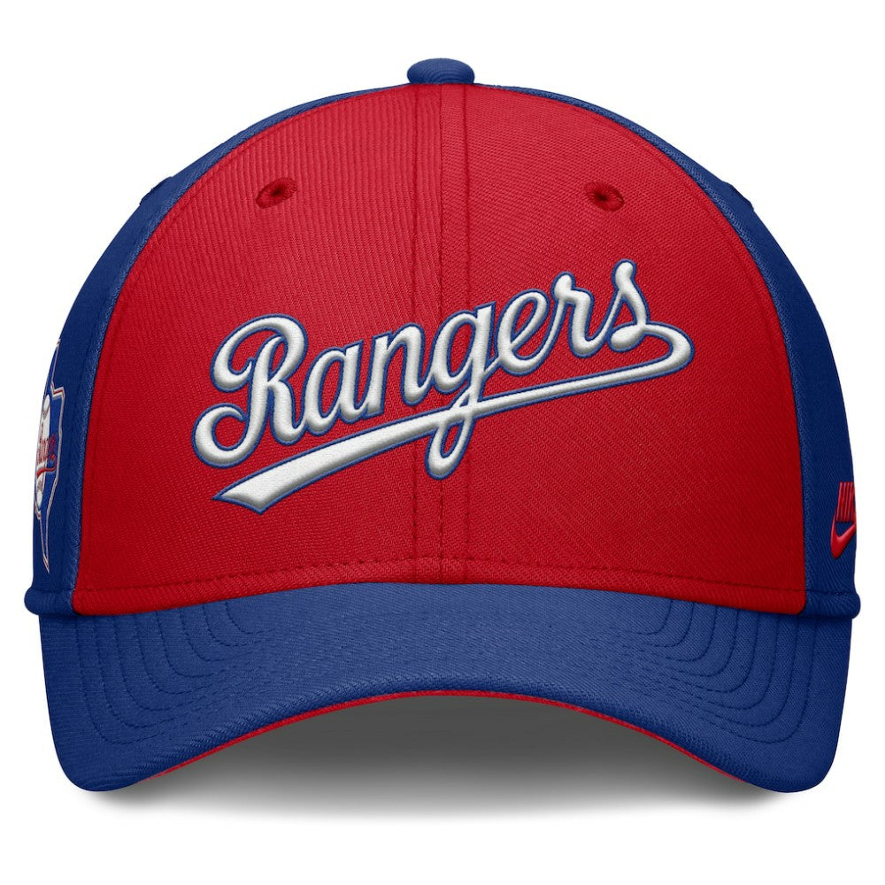 Texas Rangers Nike Rise Swoosh Performance Flex Hat - Royal/Red - Nike Lifestyle