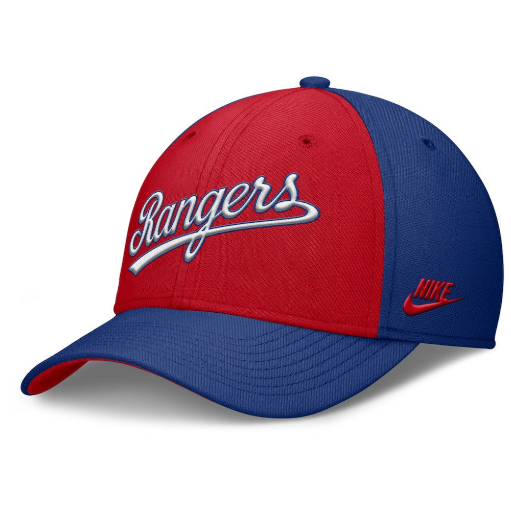 Texas Rangers Nike Rise Swoosh Performance Flex Hat - Royal/Red - Nike Lifestyle