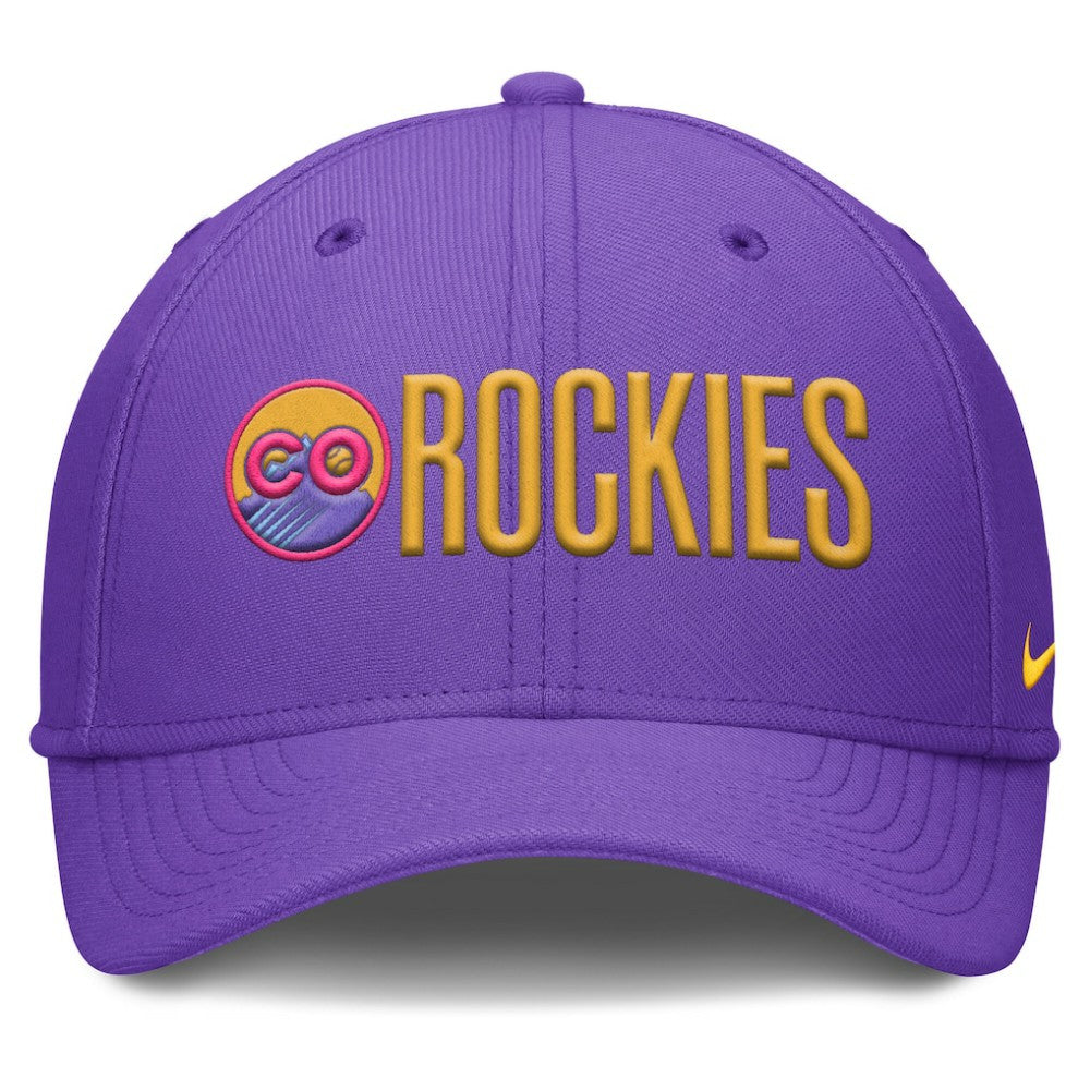 Colorado Rockies Nike 2025 City Connect Rise Swoosh Performance Flex Hat - Purple - Nike on Sale