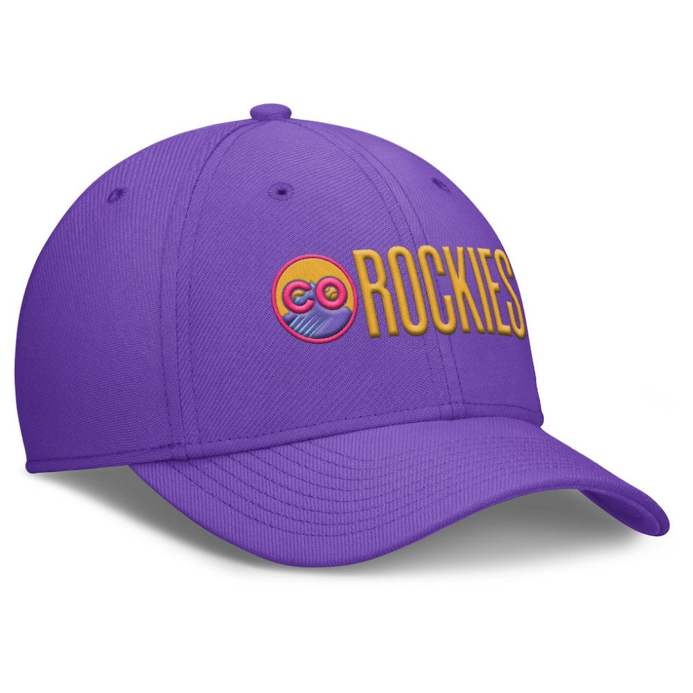 Colorado Rockies Nike 2025 City Connect Rise Swoosh Performance Flex Hat - Purple - Nike on Sale