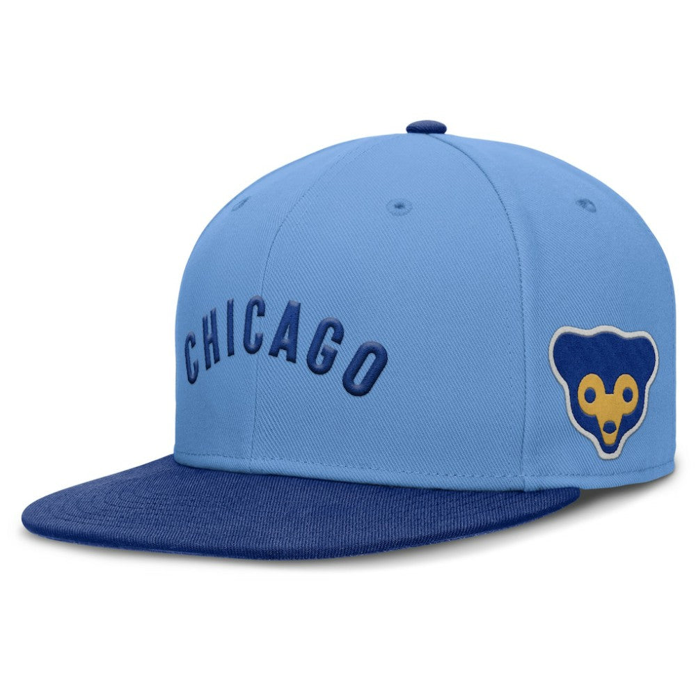 Chicago Cubs Nike Cooperstown Two-Tone Dri-FIT Round Bill True Fitted Hat - Light Blue - Nike Discount