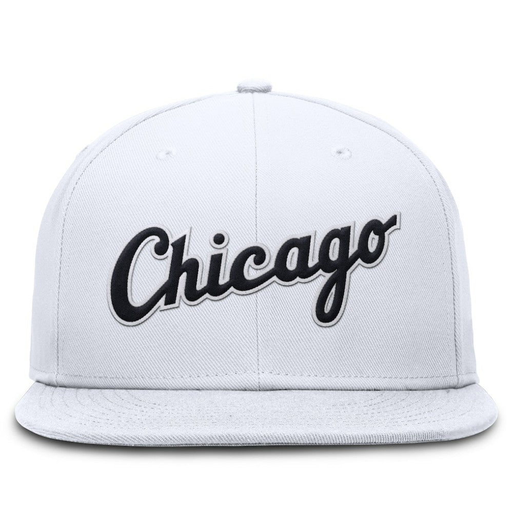 Chicago White Sox Nike Wordmark Dri-FIT Round Bill True Fitted Hat - White - Nike Sale
