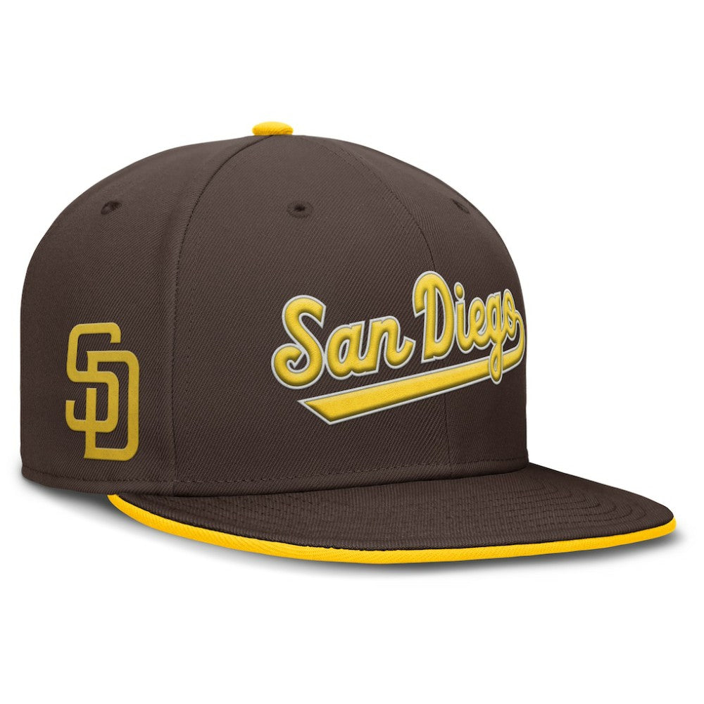 San Diego Padres Nike Primetime Dri-FIT Round Bill True Fitted Hat - Brown - Nike on Sale