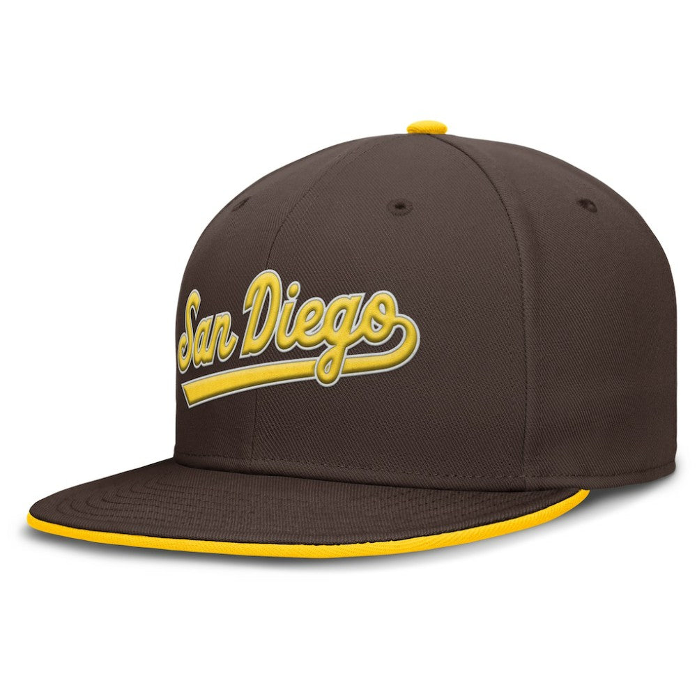 San Diego Padres Nike Primetime Dri-FIT Round Bill True Fitted Hat - Brown - Nike on Sale