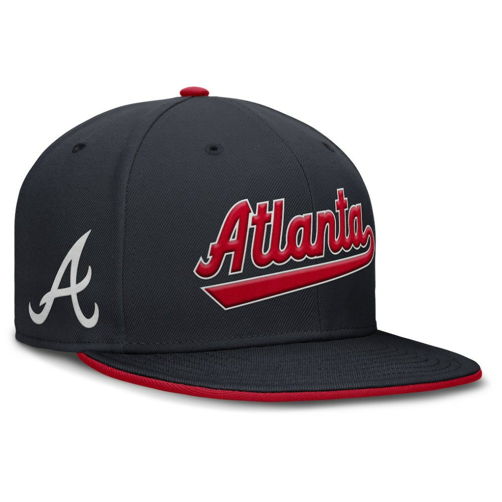 Atlanta Braves Nike Primetime Dri-FIT Round Bill True Fitted Hat - Navy - Nike Sale